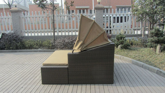 Square Resin Wicker Lounge Bed , Balcony / Garden Cane Daybed