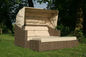 Square Resin Wicker Lounge Bed , Balcony / Garden Cane Daybed