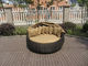 Outdoor Rattan Daybed , Hand-Woven All Weather Round Sun Bed