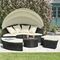 KD Round Wicker Outdoor Rattan Daybed In All Weather With 4pcs Pillow